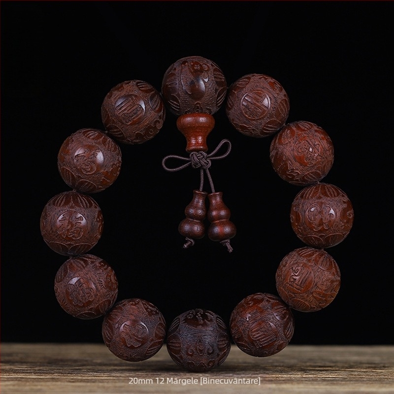 Brățară din lemn de trandafir Pixiu, piatră lunară, mărgele budiste din lemn de santal sângeros pentru bărbați și femei, brățară portabilă și jucărie