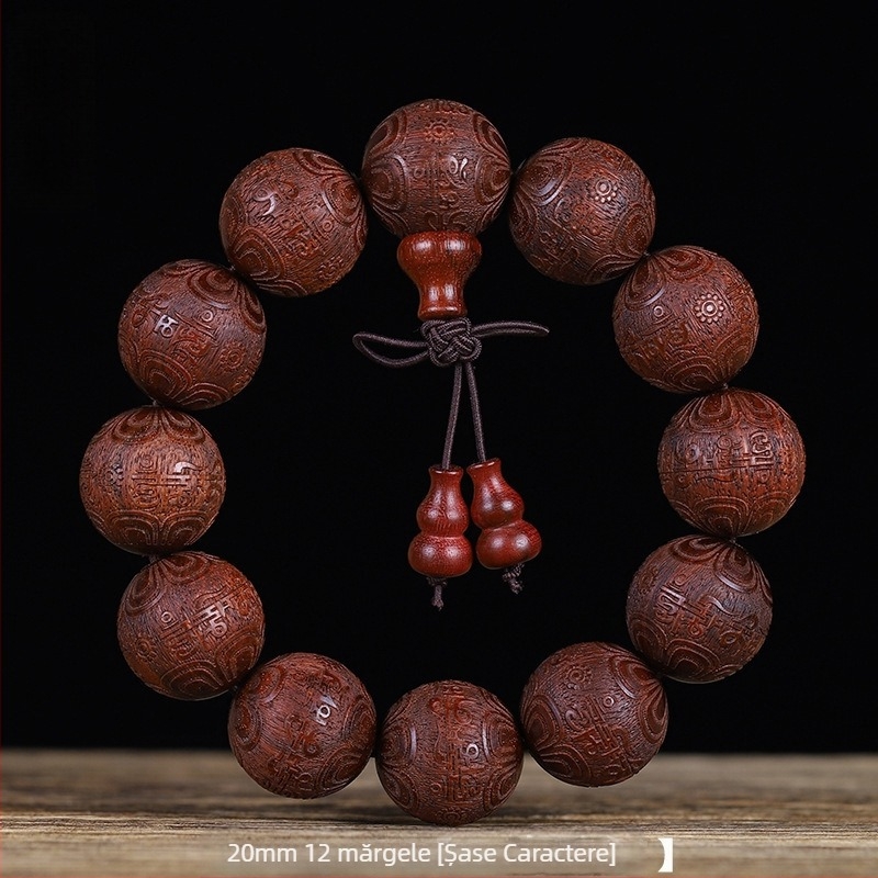 Brățară din lemn de trandafir Pixiu, piatră lunară, mărgele budiste din lemn de santal sângeros pentru bărbați și femei, brățară portabilă și jucărie