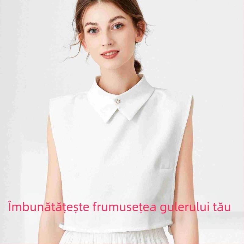Guler fals pentru cămașă cu rever alb, guler fals pentru femei, asortat, toamnă și iarnă, decorativ, bază interioară, cămașă, guler fals multifuncțional