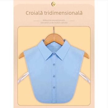 Guler fals pentru cămașă pentru femei, cu guler de cămașă pentru pulover, decorare, guler fals pentru pulover, accesorii pentru guler vertical albastru pentru femei pentru vară și toamnă