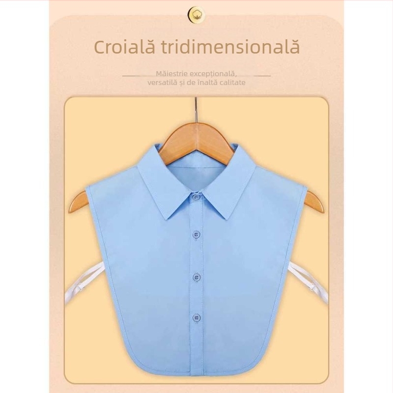 Guler fals pentru cămașă pentru femei, cu guler de cămașă pentru pulover, decorare, guler fals pentru pulover, accesorii pentru guler vertical albastru pentru femei pentru vară și toamnă