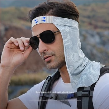 Mască de mătase de gheață pentru bărbați, ciclism, pescuit, gât, protecție agățat, ureche, respirabil, prosop de față, protecție solară, eșarfă magică, pălărie, cortină transfrontalieră