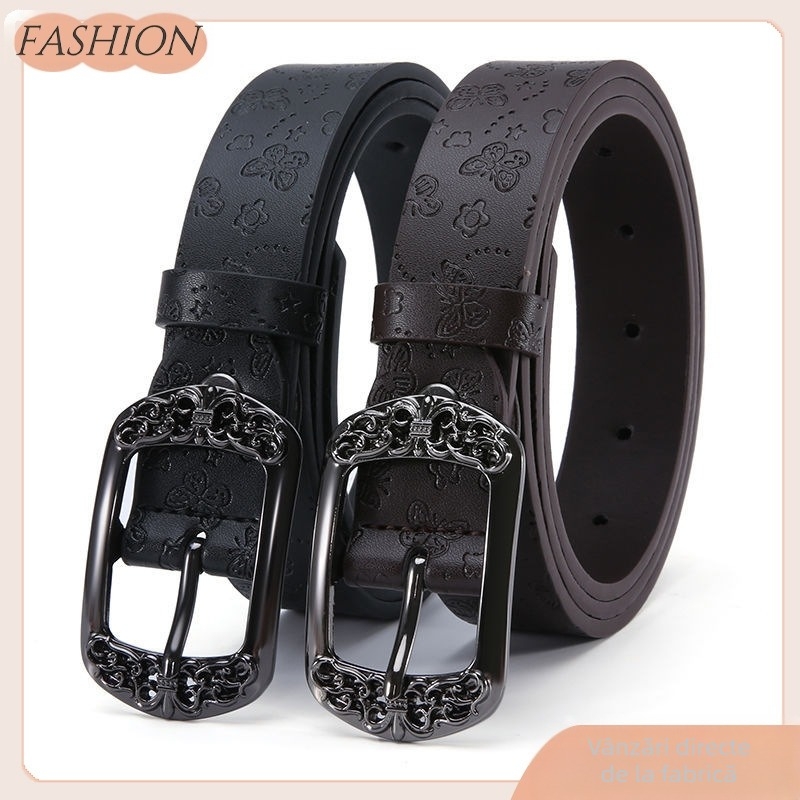 Centură de damă din piele de vacă, stil coreean, cu cataramă vintage, la modă, casual, decorativă, pentru blugi