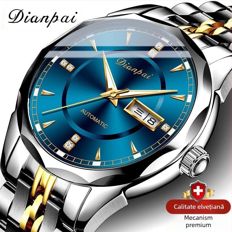 Dianpai ceas mecanic complet automat ceas dublu calendar luminos impermeabil ceas bărbătesc