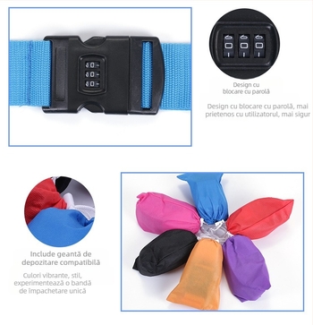 Curea de ambalare pentru bagaje de călătorie în aer liber, curea de legare cu parolă, curea de ambalare cu blocare cu parolă vamală TSA