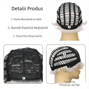 Perucă bărbătească transfrontalieră europeană și americană cu breton oblic, scurtă, din fibră chimică, din mătase la temperaturi ridicate, perucă pentru bărbați