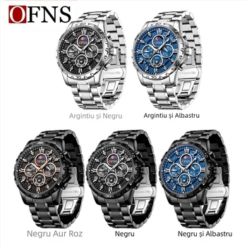 Ofns Brand New Men's Watch Six-Pin Multi-Functional Waterproof Quartz Watch Fashion Big Dial Steel Belt Men's Watch