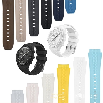 Potrivit pentru curea de ceas Swatch Omega Co-Branded din silicon lichid, curbată originală, seria Planetary, 20 mm