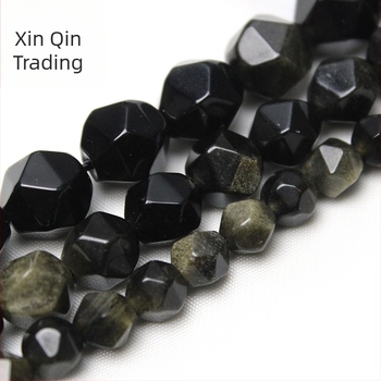 Diamant tăiat mare din aur obsidian mărgele vrac bijuterii DIY brățară Xingyue Bodhi accesorii aur obsidian bijuterii semifabricate