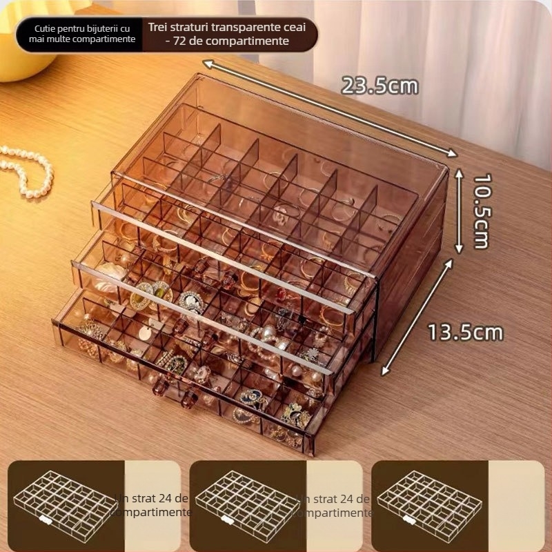 Masă de toaletă obiecte mici depozitare multistrat acrilic transparent sertar capacitate mare inel cercel brățară cutie de bijuterii