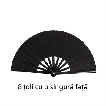 Vânzări directe din fabrică, evantai de arte marțiale cu o singură față și două fețe, evantai de dans pentru copii, evantai de 8 inch cu os negru