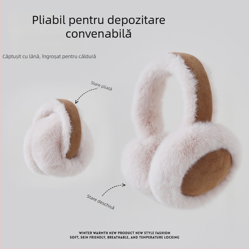 Protecții pentru urechi din pluș pentru femei, iarnă, pentru ciclism, calde