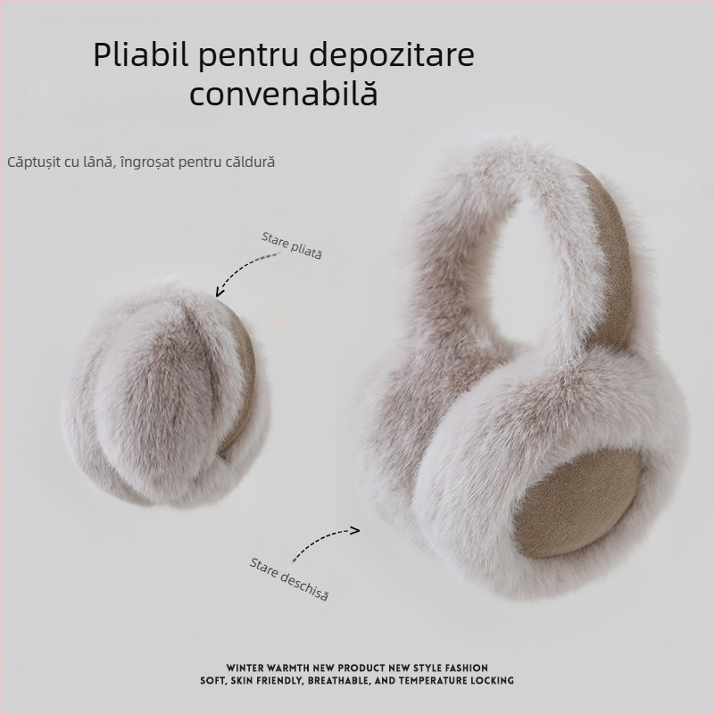 Protecții pentru urechi din pluș pentru femei, iarnă, pentru ciclism, calde