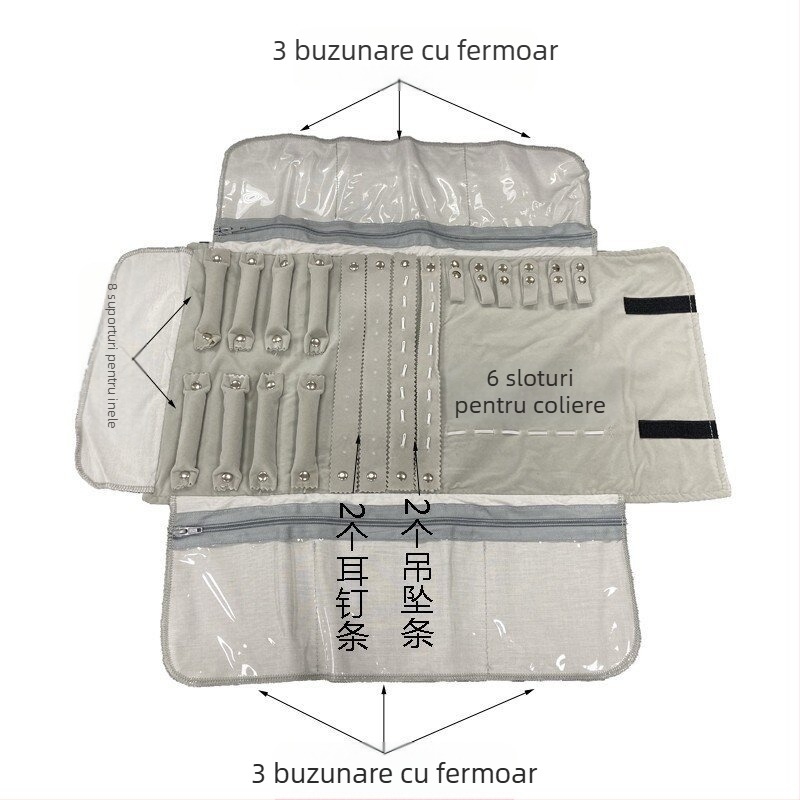 Geantă de bijuterii nouă, geantă de colectare a bijuteriilor, geantă multifuncțională pentru inel, brățară, geantă de transport pentru colier, cercei