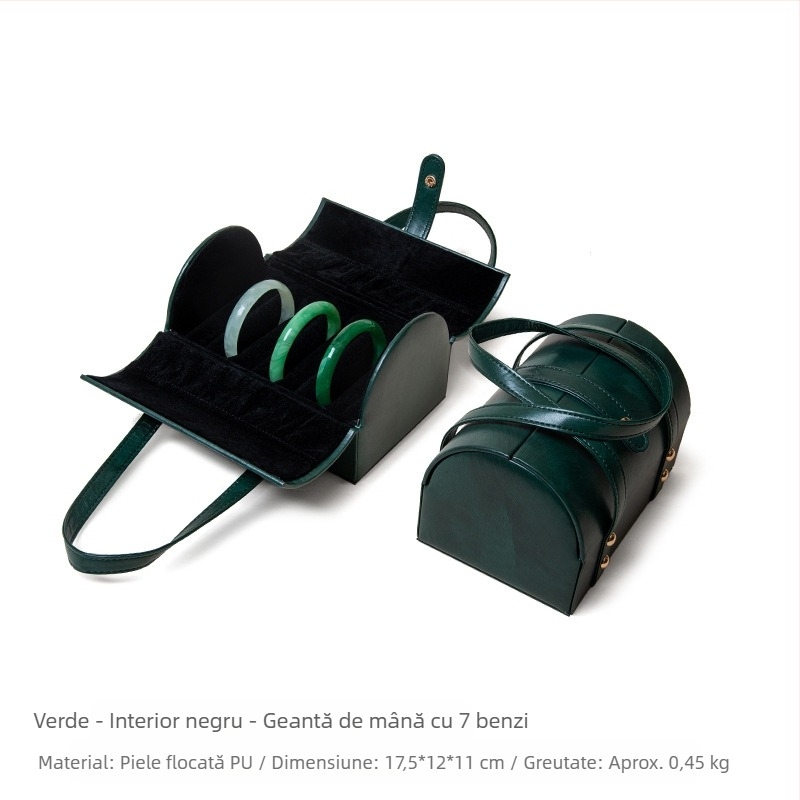 Cutie de depozitare pentru brățări cu capacitate mare, cu 7 poziții, pentru depozitarea brățărilor din jad auriu și argintiu, rezistentă la praf, cutie de depozitare pentru brățări