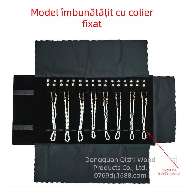 Geantă de depozitare pentru coliere și bijuterii, pliabilă, tip rolă, pentru expunerea colierelor, geantă de colecție, pliabilă, tip flanelă