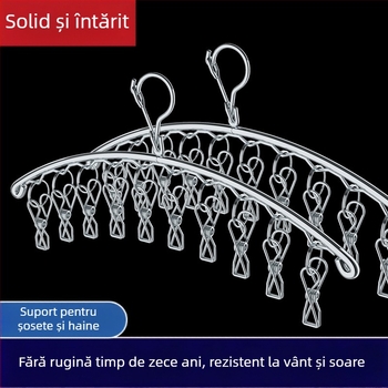 Raft de uscare din oțel inoxidabil, cu clipuri multiple, umeraș interior, raft de uscare pentru șosete, raft pentru dormitor, uscare șosete, depozitare șosete