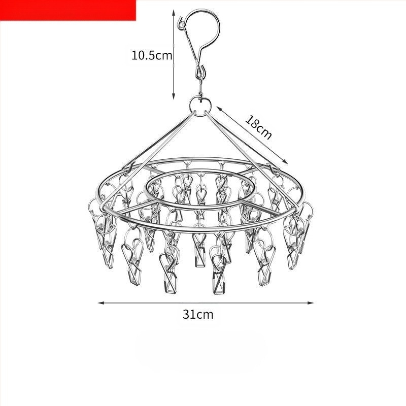 Raft de uscare din oțel inoxidabil, cu clipuri multiple, umeraș interior, raft de uscare pentru șosete, raft pentru dormitor, uscare șosete, depozitare șosete