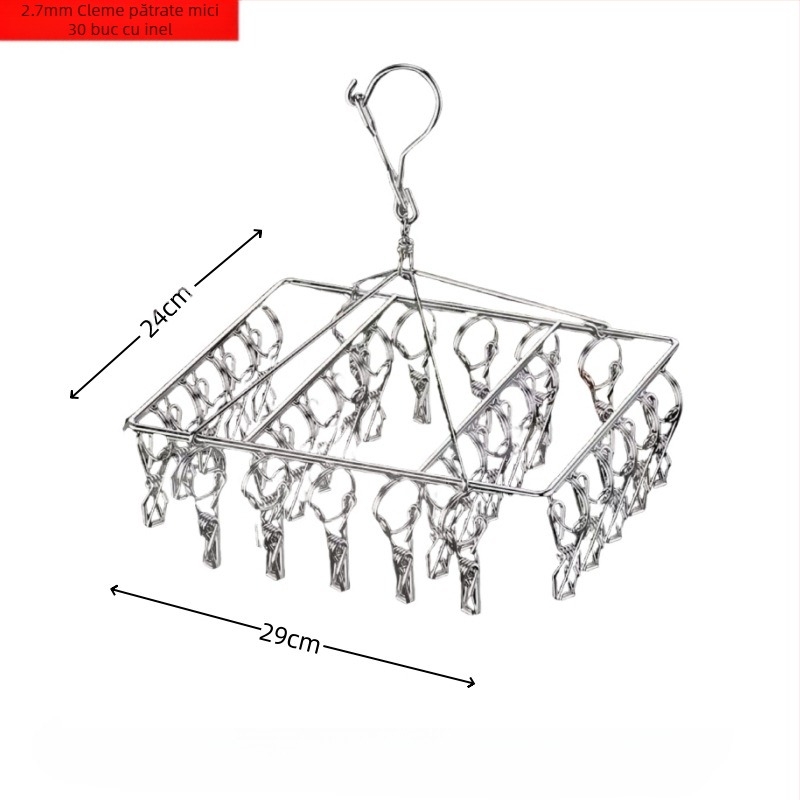 Raft de uscare din oțel inoxidabil, cu clipuri multiple, umeraș interior, raft de uscare pentru șosete, raft pentru dormitor, uscare șosete, depozitare șosete
