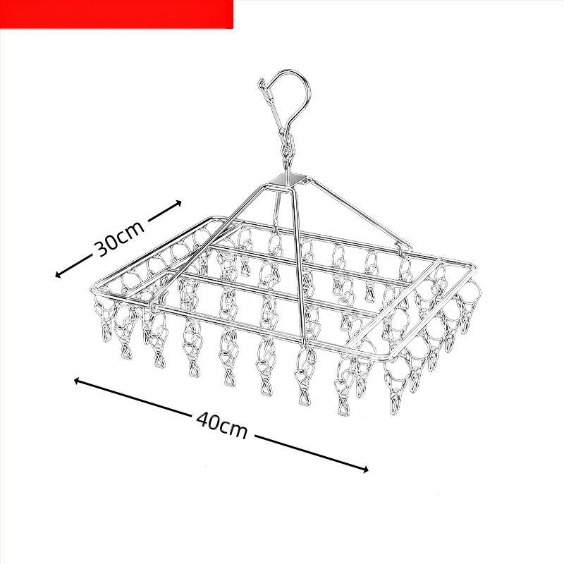 Raft de uscare din oțel inoxidabil, cu clipuri multiple, umeraș interior, raft de uscare pentru șosete, raft pentru dormitor, uscare șosete, depozitare șosete