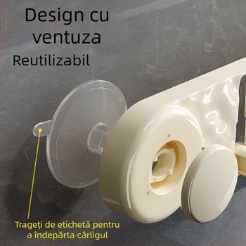Nou ventuză cu cinci cârlige, neperforat, cârlig de uz casnic, cârlig pentru ușă de baie, cârlig de depozitare pentru toaletă