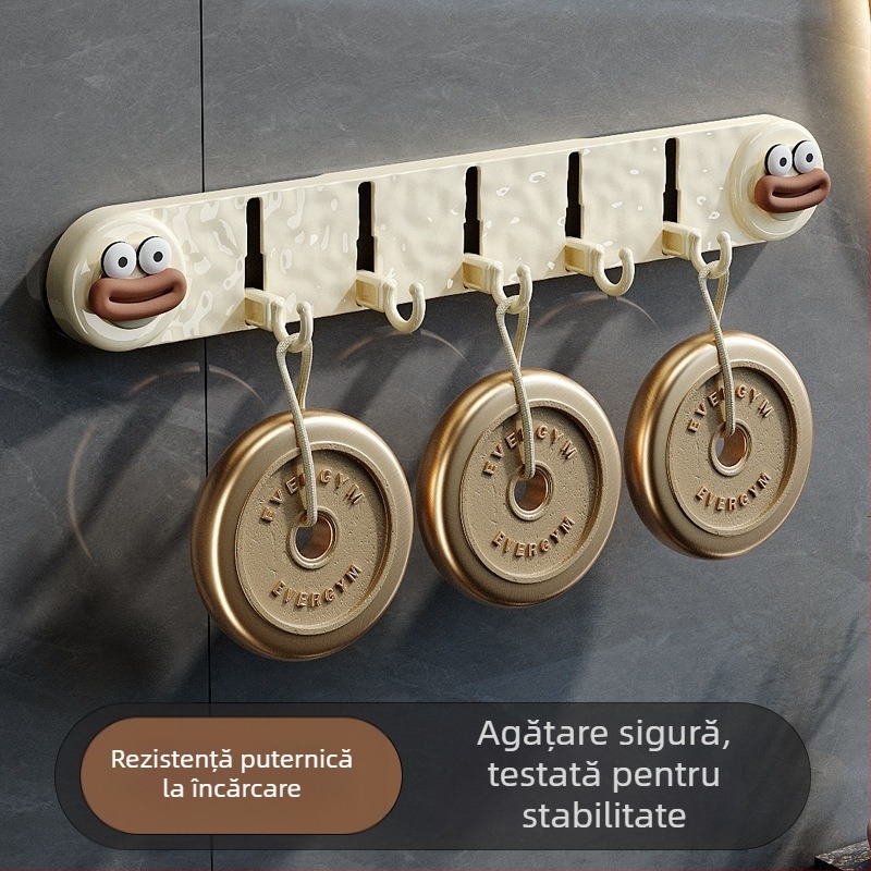 Nou ventuză cu cinci cârlige, neperforat, cârlig de uz casnic, cârlig pentru ușă de baie, cârlig de depozitare pentru toaletă