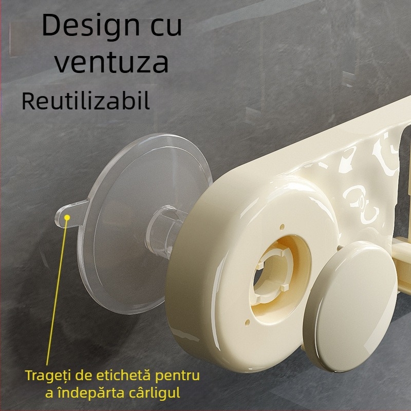 Nou ventuză cu cinci cârlige, neperforat, cârlig de uz casnic, cârlig pentru ușă de baie, cârlig de depozitare pentru toaletă