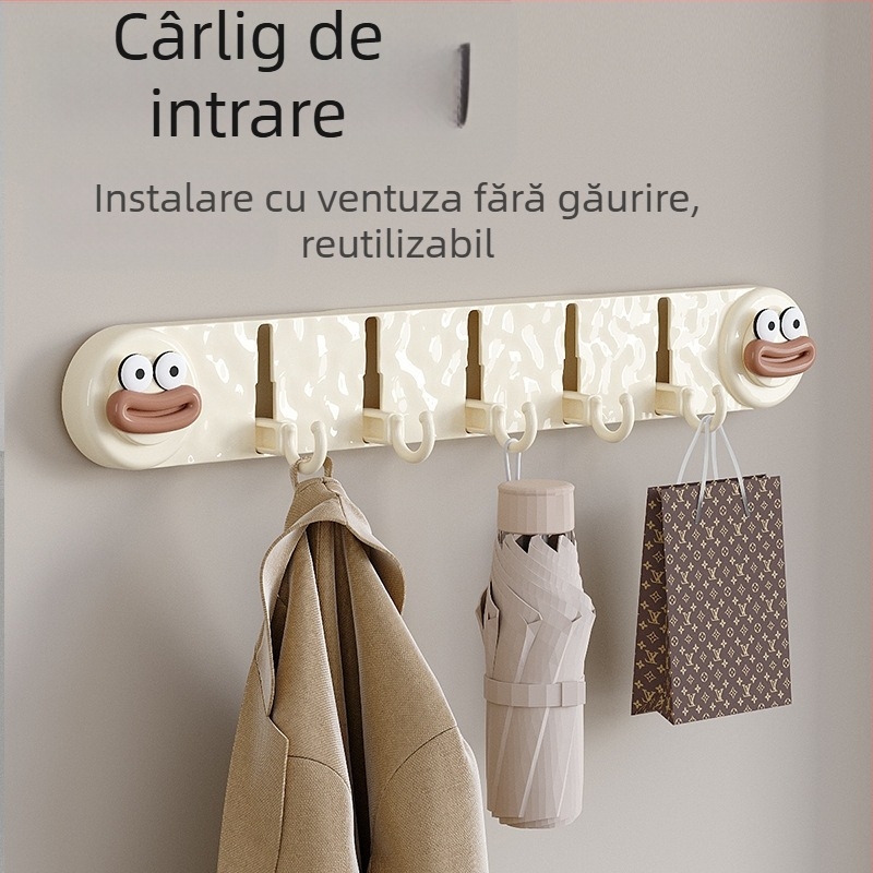 Nou ventuză cu cinci cârlige, neperforat, cârlig de uz casnic, cârlig pentru ușă de baie, cârlig de depozitare pentru toaletă