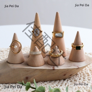 Suport de afișare conic din lemn masiv pentru inele, bijuterii, magazin de bijuterii, depozitare inele, recuzită pentru fotografie, ornamente