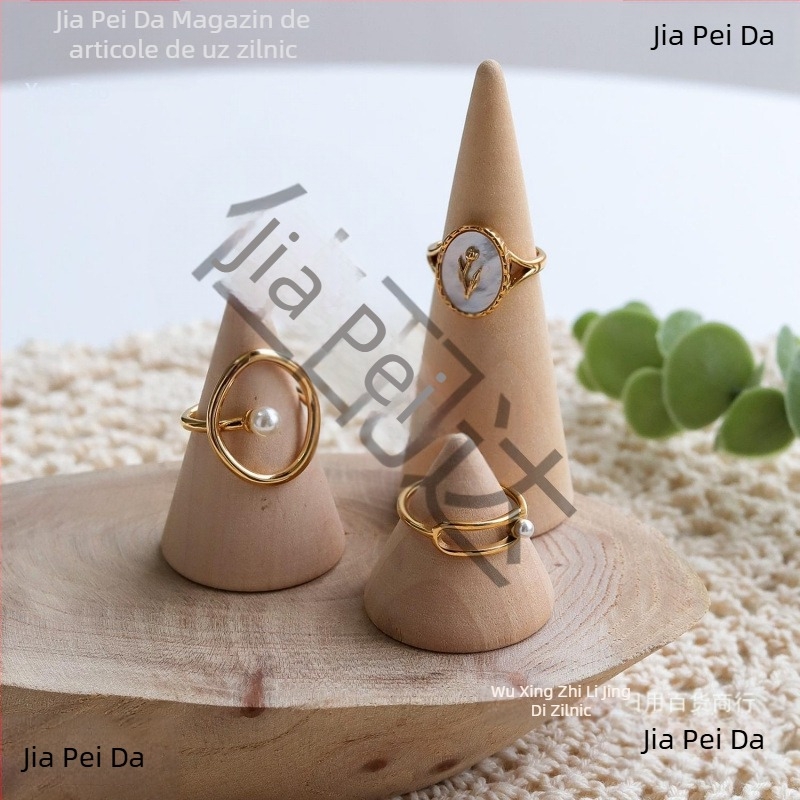 Suport de afișare conic din lemn masiv pentru inele, bijuterii, magazin de bijuterii, depozitare inele, recuzită pentru fotografie, ornamente