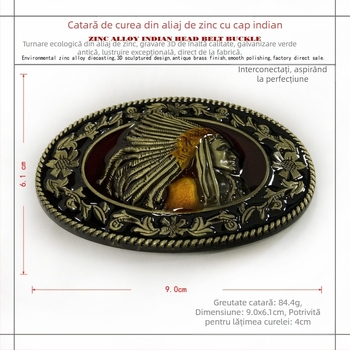 Cataramă de curea indiană BULLZINE din aliaj de zinc 03151-1 Cataramă de curea retro casual western din denim