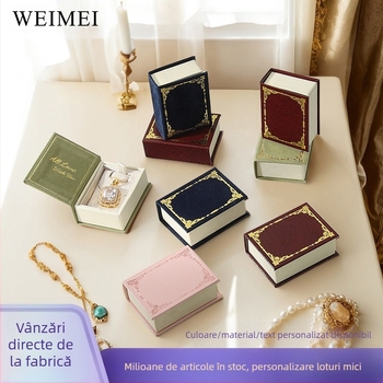 Flip Retro inel cutie magnetică mică bijuterii cutie creativă carte pandantiv ureche unghii cutie bijuterii ambalaj cutie de hârtie