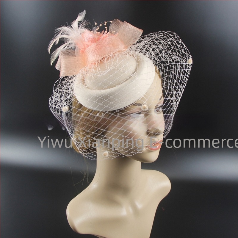 Accesorii de păr pentru mirese europene și americane, cele mai bine vândute de la Amazon, joben retro din plasă, accesorii de păr cu pene, pălărie de club de jockey