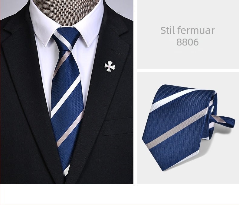 Cravată cu fermoar pentru bărbați, leneșă, cu o singură tragere, pentru rochie de afaceri, pentru nuntă, ușor de tras, cravată largă din fabrică, în stoc 1