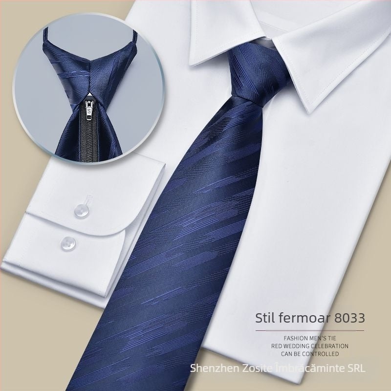 Cravată cu fermoar pentru bărbați, leneșă, cu o singură tragere, pentru rochie de afaceri, pentru nuntă, ușor de tras, cravată largă din fabrică, în stoc 1
