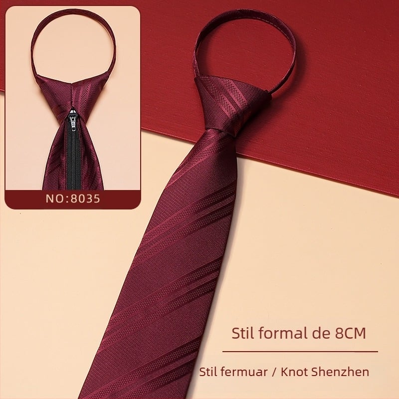 Cravată cu fermoar pentru bărbați, leneșă, cu o singură tragere, pentru rochie de afaceri, pentru nuntă, ușor de tras, cravată largă din fabrică, în stoc 1