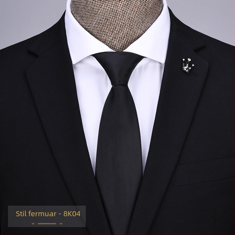 Cravată cu fermoar pentru bărbați, leneșă, cu o singură tragere, pentru rochie de afaceri, pentru nuntă, ușor de tras, cravată largă din fabrică, în stoc 1