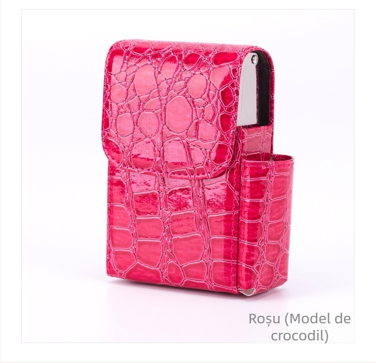 Fabrică en-gros, cutie întreagă pentru țigări, geantă pentru țigări cu curea, cu poziție pentru brichetă, cadou de modă anti-presiune, punct multicolor