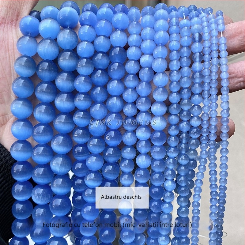 Furnizare directă din fabrică, mărgele de piatră multicolore pentru ochi de pisică, lucrate manual, accesorii pentru bijuterii DIY, brățară, colier, mărgele rotunde semifabricate, en-gros