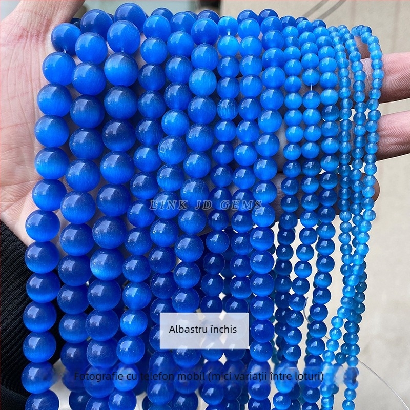 Furnizare directă din fabrică, mărgele de piatră multicolore pentru ochi de pisică, lucrate manual, accesorii pentru bijuterii DIY, brățară, colier, mărgele rotunde semifabricate, en-gros