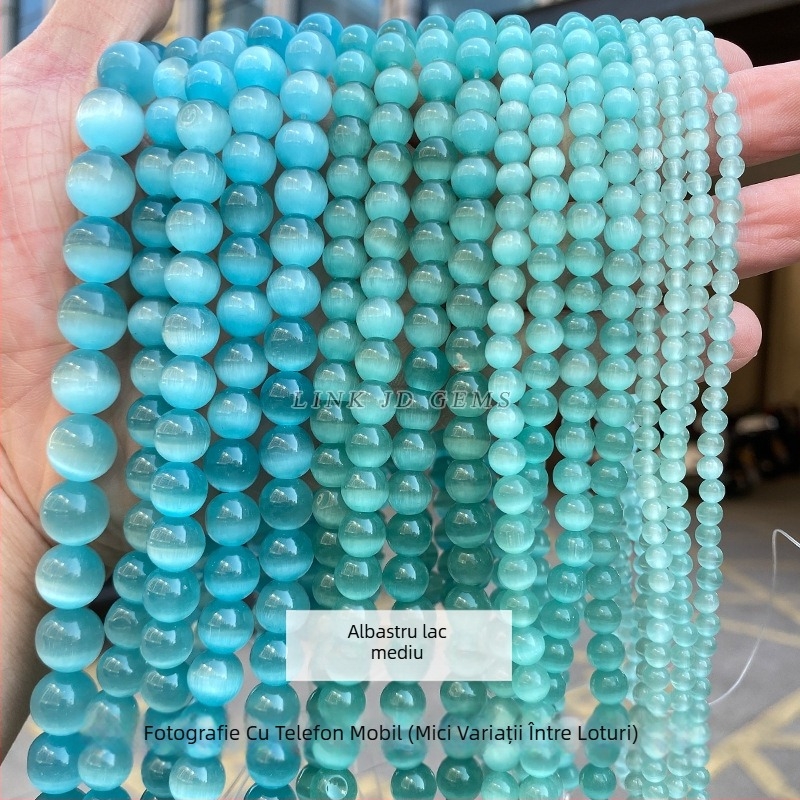 Furnizare directă din fabrică, mărgele de piatră multicolore pentru ochi de pisică, lucrate manual, accesorii pentru bijuterii DIY, brățară, colier, mărgele rotunde semifabricate, en-gros