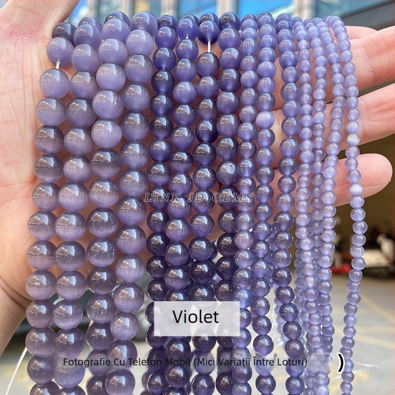 Furnizare directă din fabrică, mărgele de piatră multicolore pentru ochi de pisică, lucrate manual, accesorii pentru bijuterii DIY, brățară, colier, mărgele rotunde semifabricate, en-gros
