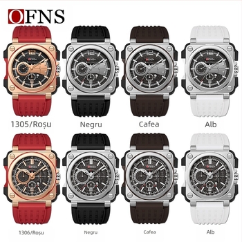 Oufani Shi Brand Watch Men's Fashion Square Dial Quartz Watch Simple Strip Nail Calendar Waterproof Men's Watch