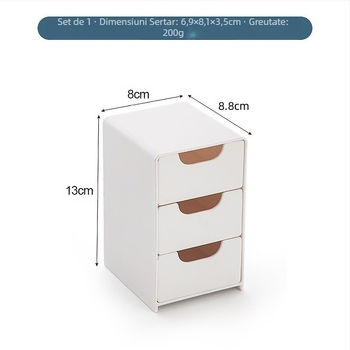 Cutie de depozitare cu trei sertare transfrontaliere, stil ins, cutie de depozitare desktop de mare valoare, finisare cutie de depozitare pentru bijuterii și cosmetice