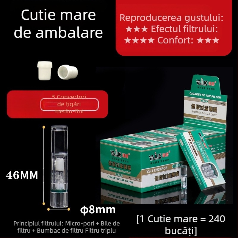 Furnizare directă din fabrică a noului filtru circulant Arjue YJ-112, filtru de unică folosință, mărgele de filtru din bumbac, suport de țigară cu filtru triplu pentru sănătate