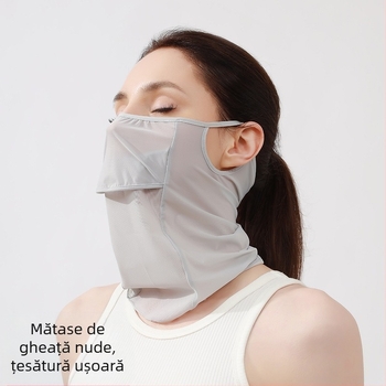Mască de mătase de gheață de vară pentru femei, mască de protecție solară respirabilă, subțire, cu uscare rapidă, sporturi în aer liber, fitness, bărbați, mască de pescuit și ciclism