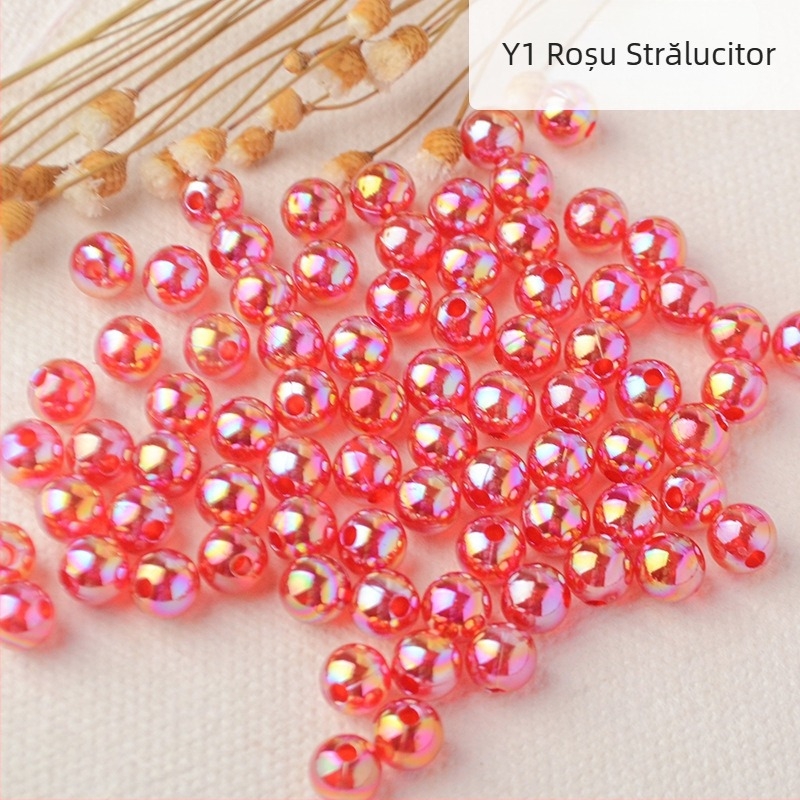 Mărgele de perle perforate transparente de culoare AB, placate cu culoare magică, din plastic, lucrate manual, accesorii pentru bijuterii, mărgele în stoc