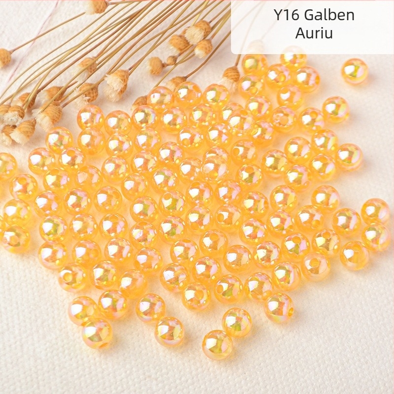 Mărgele de perle perforate transparente de culoare AB, placate cu culoare magică, din plastic, lucrate manual, accesorii pentru bijuterii, mărgele în stoc