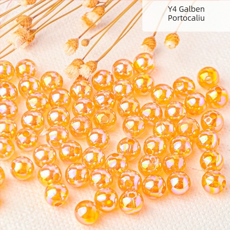 Mărgele de perle perforate transparente de culoare AB, placate cu culoare magică, din plastic, lucrate manual, accesorii pentru bijuterii, mărgele în stoc