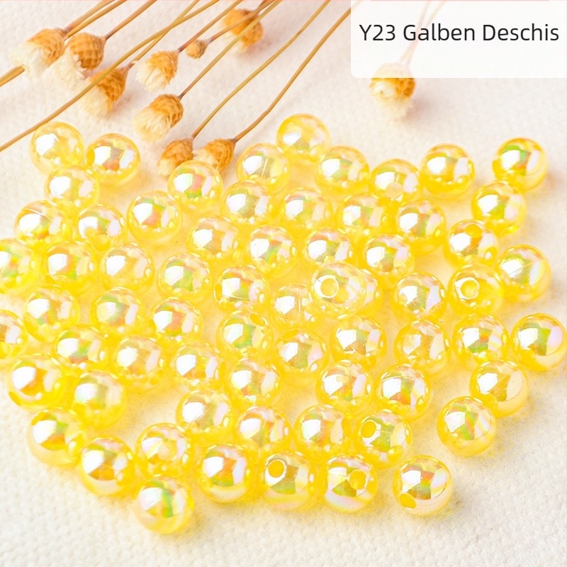 Mărgele de perle perforate transparente de culoare AB, placate cu culoare magică, din plastic, lucrate manual, accesorii pentru bijuterii, mărgele în stoc